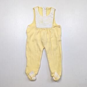 Vintage Romper Baby Size 0-3m Yellow House Knit Footie